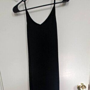 Long Black A line spagetti strapped dress